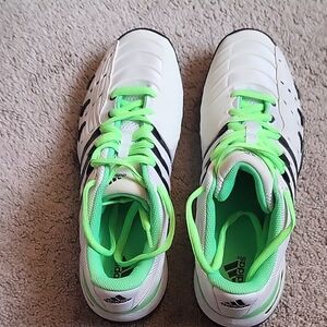 Adidas Barricade White and Green Athletic Shoes with Breathable Mesh